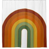 ミュートレトロ70年代レインボーホワイト シャワーカーテン (正面)