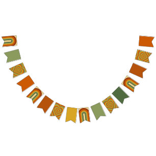 ミュートレトロ70年代Groovyレインボーハート バンティングフラッグ