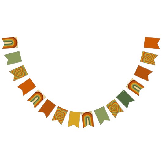 ミュートレトロ70年代Groovyレインボーハート バンティングフラッグ (全)