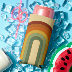 ミュートレトロ70年代Groovy層状レインボー スリム缶クーラー