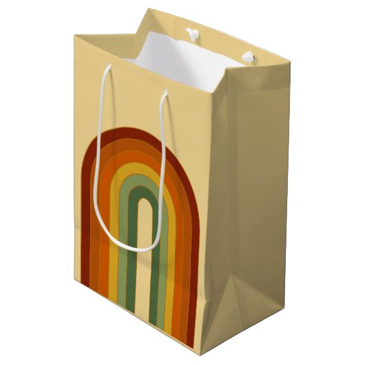 ミュートレトロGroovy層状レインボーエステティック ミディアムペーパーバッグ (正面アングル)