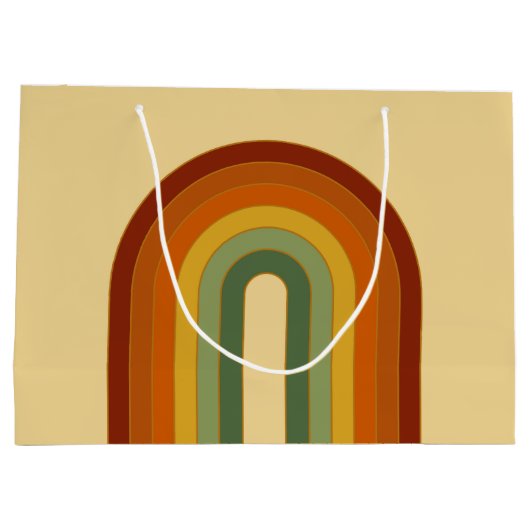 ミュートレトロGroovy層状レインボーエステティック ラージペーパーバッグ (裏面)