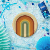 ミュートレトロGroovy層状レインボーラウンド ペーパープレート (パーティー)