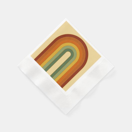 ミュートレトロGroovy層状レインボー 縁ありカクテルナプキン (角)