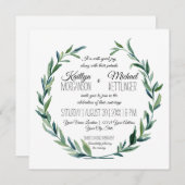 ミュートローレルリースオリーブリーフブランチモダン 招待状 (正面/裏面)