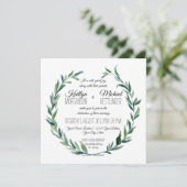 ミュートローレルリースオリーブリーフブランチモダン 招待状 (スタンド正面)