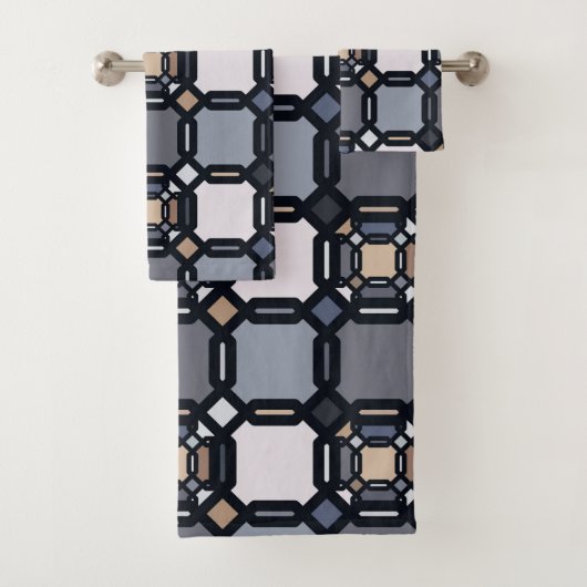 ミュート数々のされた色合いの色のジオメトリオーナメント。 バスタオルセット (インサイチュ)