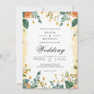 ミュート桃の植物性結婚アーチ 招待状