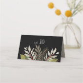 ミュート植物学テーマ |黒 | 結婚s プレイスカード (裏面)