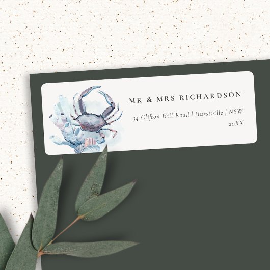 ミュート水中カニのサンゴ航海のアドレス ラベル