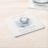 ミュート水中カニのサンゴ航海の赤ちゃんシャワー スクエアペーパーコースター (アングル)