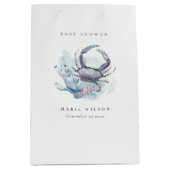 ミュート水中カニのサンゴ航海の赤ちゃんシャワー ミディアムペーパーバッグ (正面)