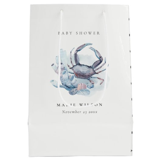 ミュート水中カニのサンゴ航海の赤ちゃんシャワー ミディアムペーパーバッグ (裏面)