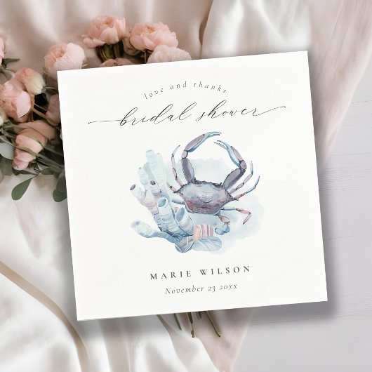 ミュート水中カニサンゴ航海のブライダルシャワー スタンダードカクテルナプキン