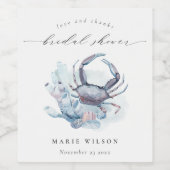 ミュート水中カニサンゴ航海のブライダルシャワー ワインラベル (シングルラベル)