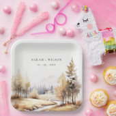 ミュート水彩秋秋の風景結婚ズ ペーパープレート (パーティー)