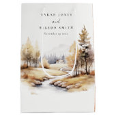 ミュート水彩秋秋の風景結婚ズ ミディアムペーパーバッグ (裏面)