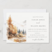 ミュート水彩秋秋の風景結婚ズ 招待状 (正面)