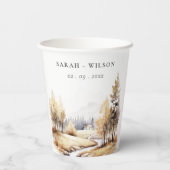 ミュート水彩秋秋の風景結婚ズ 紙コップ (裏面)