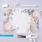 ミュート水色イースターエッグと花 薄葉紙 (クラフト)