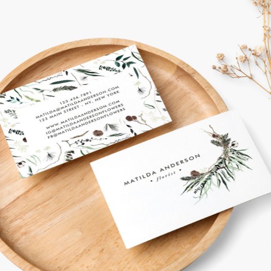 ミュート水色フローラフローラエレガントー 名刺