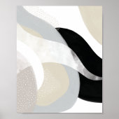 ミュート白とグレーモダンアート、シックなクリームカラー ポスター (正面)
