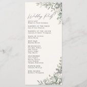 ミュート緑の植物性アイボリー結婚式 プログラム (裏面)