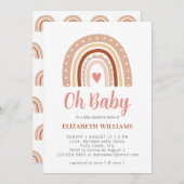 ミュート自然トーンボホレインボーオーベビーシャワー 招待状 (正面/裏面)