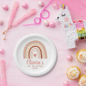 ミュート自然トーンボホレインボーファースト誕生日 ペーパープレート (パーティー)