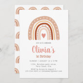 ミュート自然トーンボホレインボー1st誕生日 招待状 (正面/裏面)