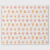 ミュート色のかわいい小さなフクロウ ラッピングペーパー (フラット)