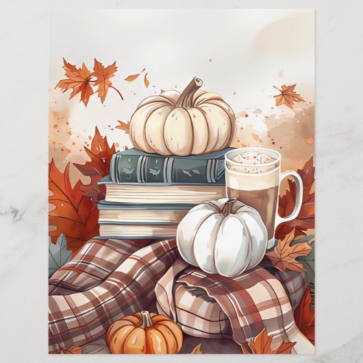 ミュート色の秋カボチャのスクラップブック紙 (正面)