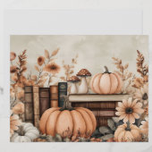 ミュート色の秋カボチャのスクラップブック紙 (正面/裏面)