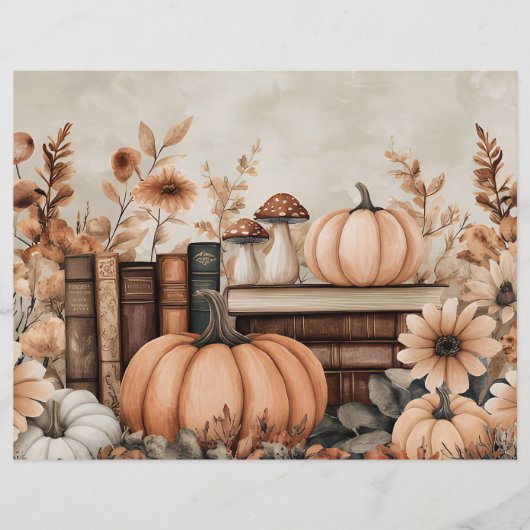 ミュート色の秋カボチャのスクラップブック紙 (正面)