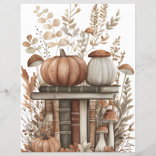 ミュート色の秋カボチャのスクラップブック紙 (正面)