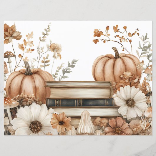 ミュート色の秋カボチャのスクラップブック紙 (正面)