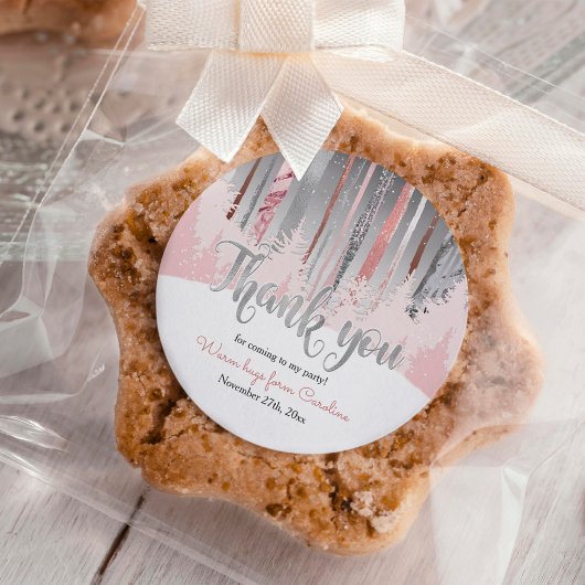 ミュート色スノーフォレストウィンター誕生日 ラウンドシール