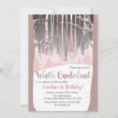 ミュート色スノーフォレスト冬のOnederland写真 招待状 (正面)