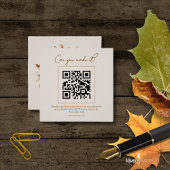 ミュート花模様スクエアRSVP挿入カードとQRコード スクエア名刺