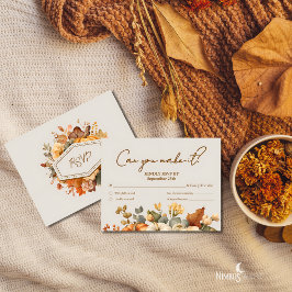 ミュート花模様RSVP感謝祭カードクラシック 出欠カード