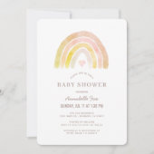 ミュート虹の水色ピンクの女の子の赤ちゃんシャワー 招待状 (正面)