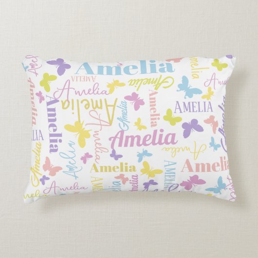 ミュート虹の蝶名前をカスタムするアメリア アクセントクッション (正面)