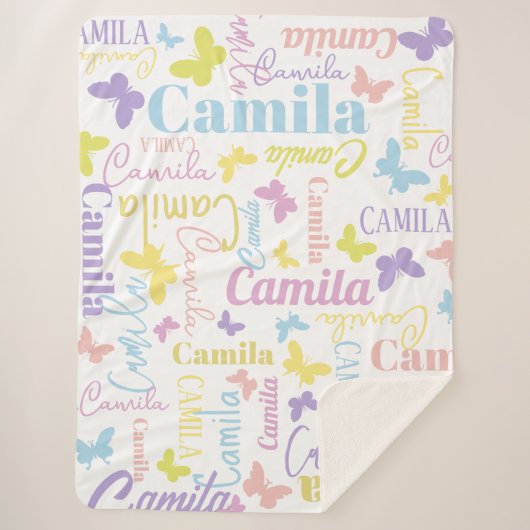 ミュート虹の蝶名前をカスタムするカミラ シェルパブランケット (正面)