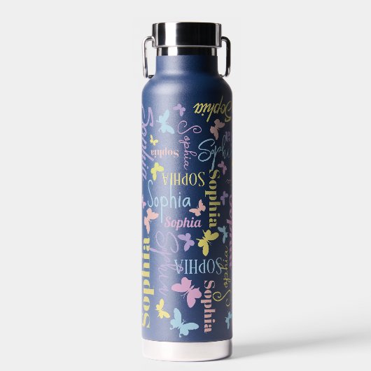 ミュート虹の蝶名前をカスタムするソフィア ウォーターボトル (正面)