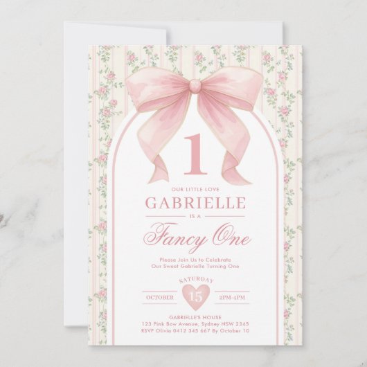 ミュート赤面ボーファンシーワンラブシャック1st誕生日 招待状 (正面)