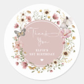 ミュート赤面ワイルドフラワーフェアリープリンセス誕生日 ラウンドシール (正面)