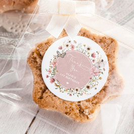 ミュート赤面ワイルドフラワーフェアリープリンセス誕生日 ラウンドシール