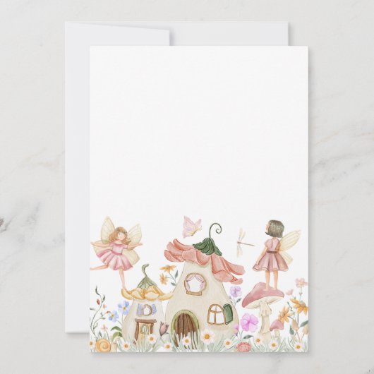 ミュート赤面ワイルドフラワーフェアリー誕生日 招待状 (裏面)