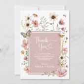 ミュート赤面春ボホワイルドフラワーバタフライベビー サンキューカード (正面)