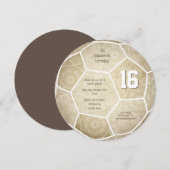 ミュート金ゴールドガールズサッカーをテーマにした誕生日パーティー 案内状 (正面/裏面)